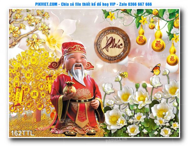File PSD vector tranh tài lộc mẫu số 162TTL