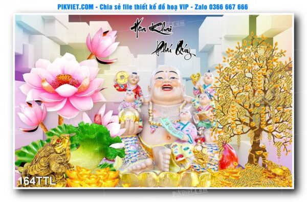 File PSD vector tranh tài lộc mẫu số 164TTL
