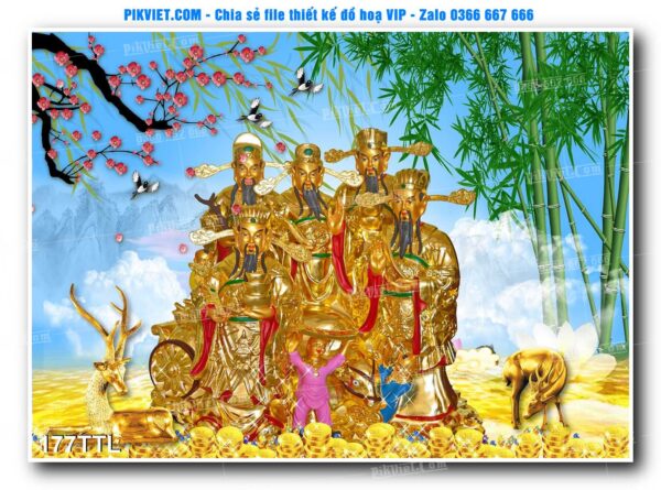 File PSD vector tranh tài lộc mẫu số 177TTL