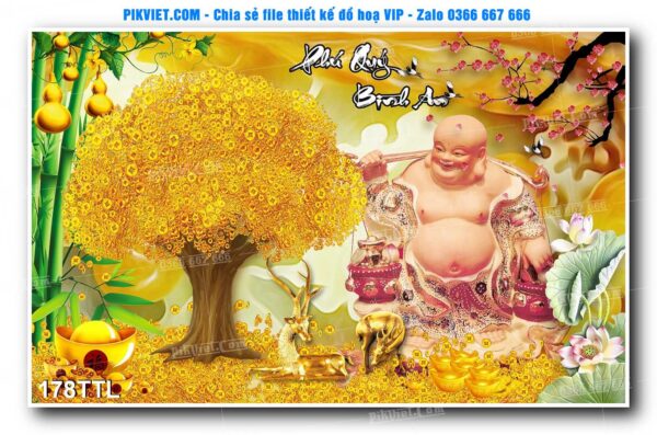 File PSD vector tranh tài lộc mẫu số 178TTL