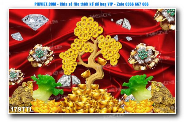 File PSD vector tranh tài lộc mẫu số 179TTL