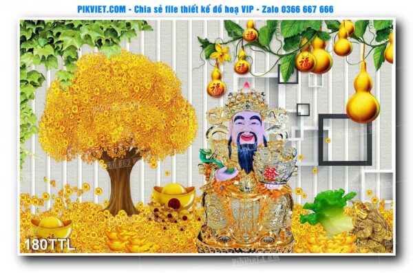 File PSD vector tranh tài lộc mẫu số 180TTL
