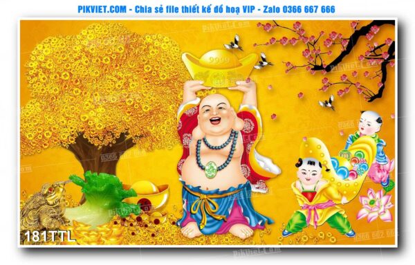 File PSD vector tranh tài lộc mẫu số 181TTL
