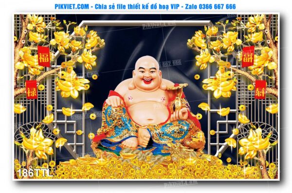 File PSD vector tranh tài lộc mẫu số 186TTL