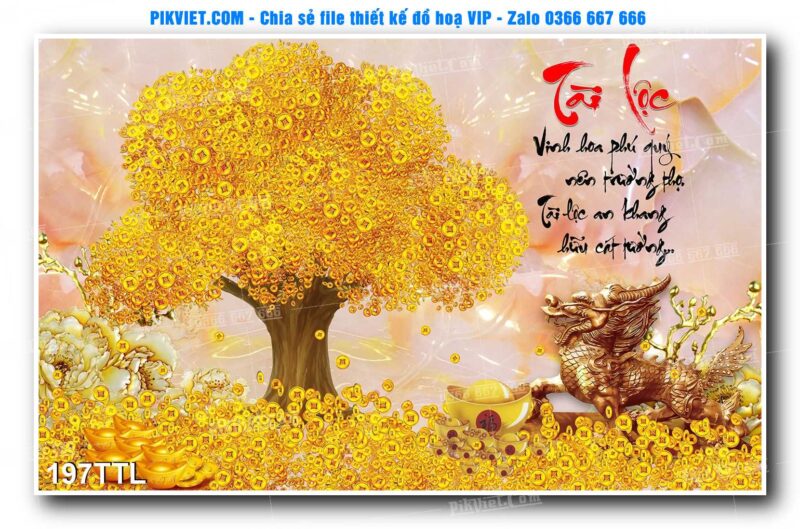 File PSD vector tranh tài lộc mẫu số 197TTL