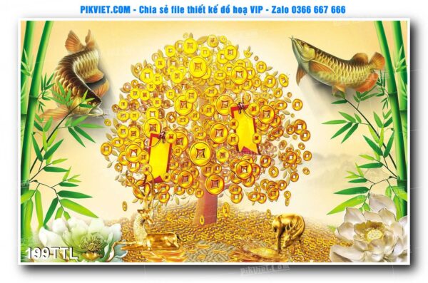 File PSD vector tranh tài lộc mẫu số 199TTL