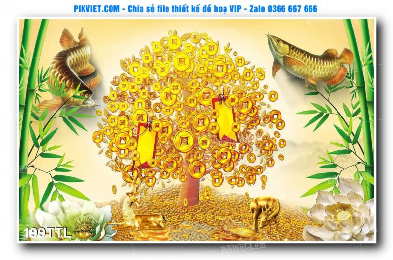 File PSD vector tranh tài lộc mẫu số 199TTL