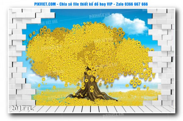 File PSD vector tranh tài lộc mẫu số 201TTL