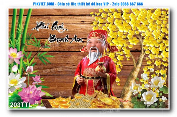 File PSD vector tranh tài lộc mẫu số 203TTL