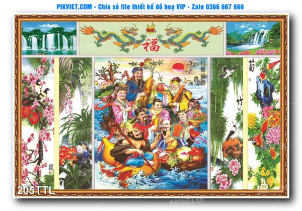 File PSD vector tranh tài lộc mẫu số 205TTL