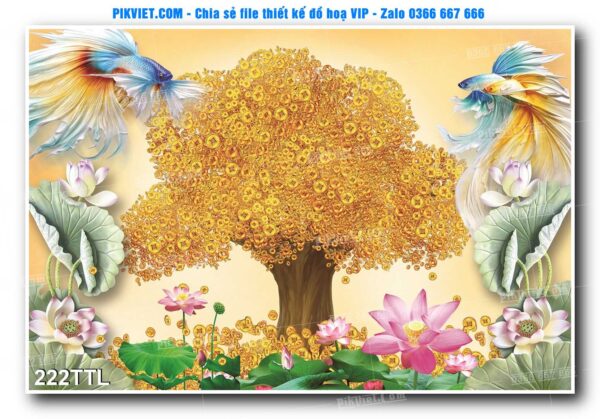 File PSD vector tranh tài lộc mẫu số 222TTL