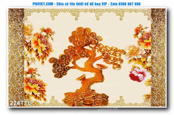 File PSD vector tranh tài lộc mẫu số 224TTL