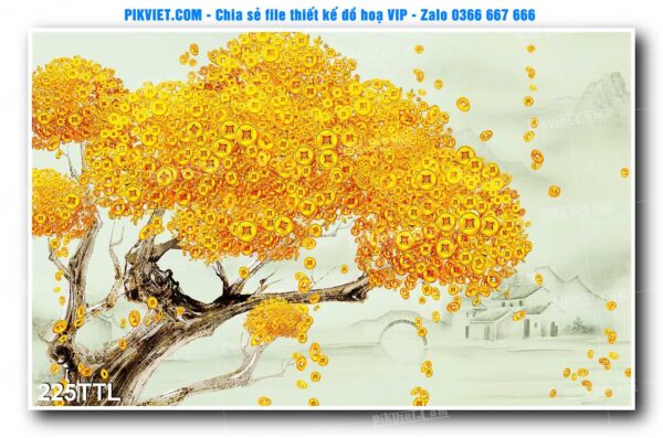 File PSD vector tranh tài lộc mẫu số 225TTL