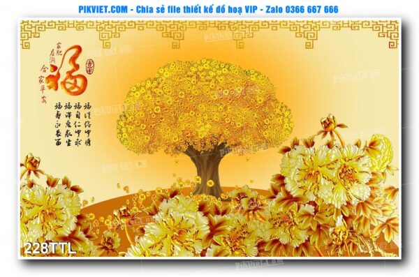 File PSD vector tranh tài lộc mẫu số 228TTL