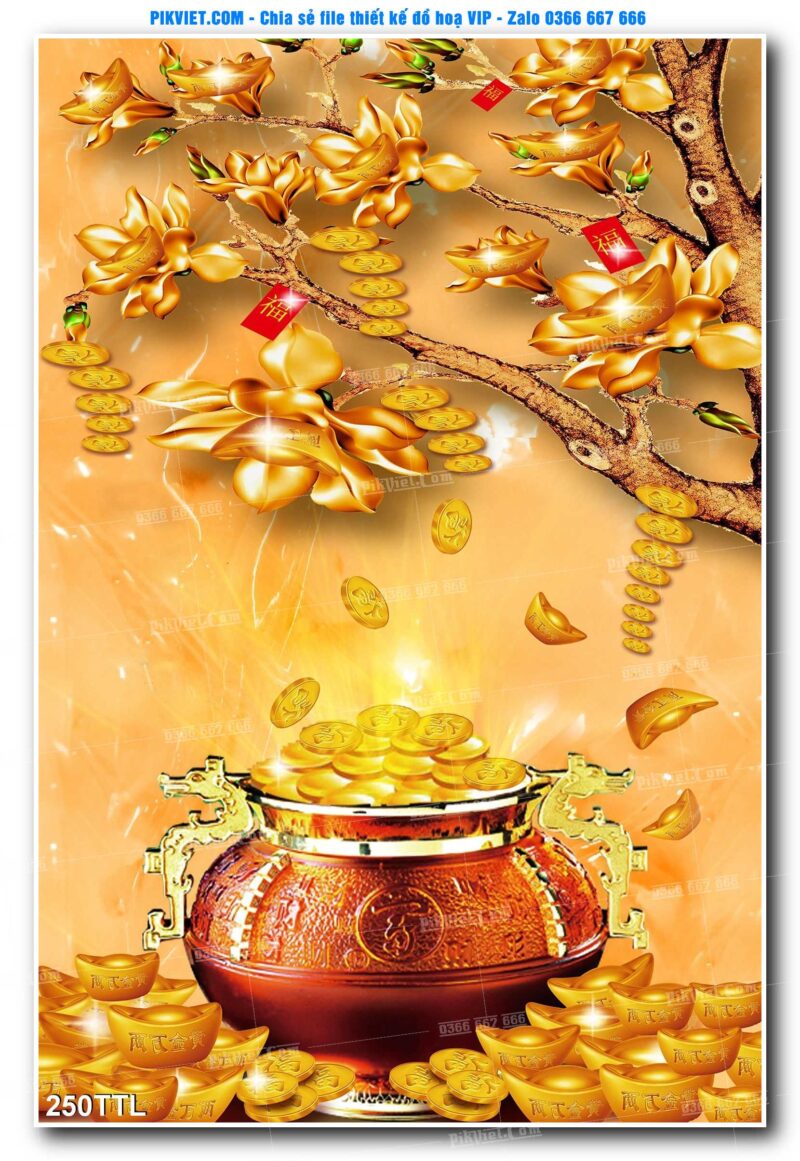 File PSD vector tranh tài lộc mẫu số 250TTL