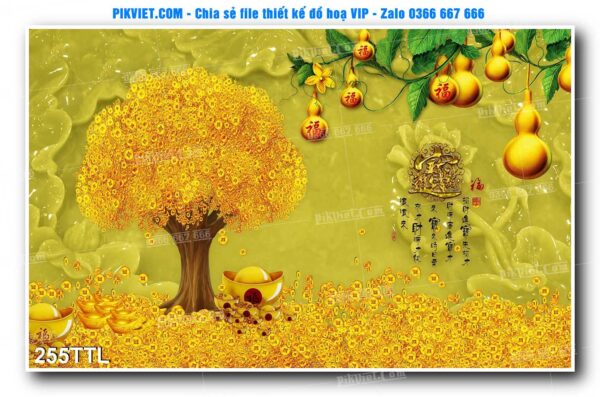 File PSD vector tranh tài lộc mẫu số 255TTL