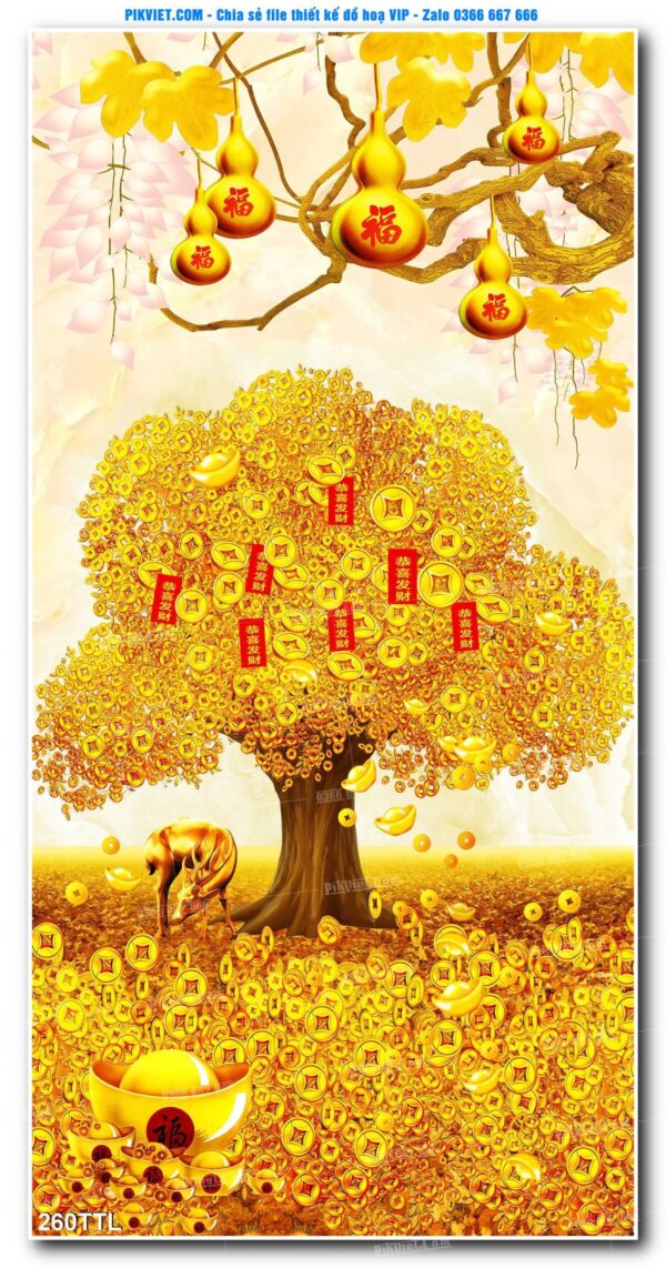 File PSD vector tranh tài lộc mẫu số 260TTL