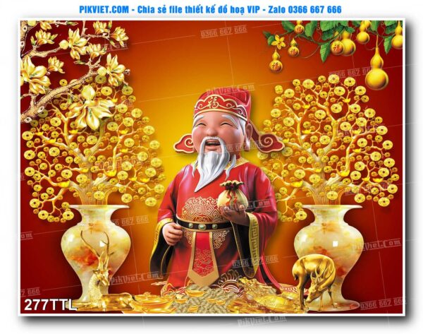 File PSD vector tranh tài lộc mẫu số 277TTL