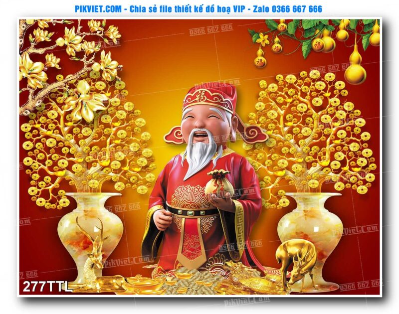 File PSD vector tranh tài lộc mẫu số 277TTL