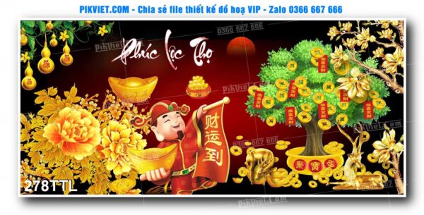 File PSD vector tranh tài lộc mẫu số 278TTL