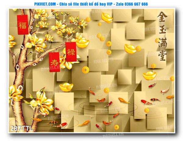 File PSD vector tranh tài lộc mẫu số 287TTL