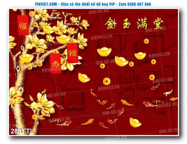 File PSD vector tranh tài lộc mẫu số 288TTL
