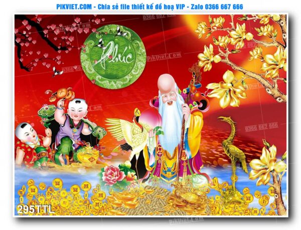 File PSD vector tranh tài lộc mẫu số 295TTL