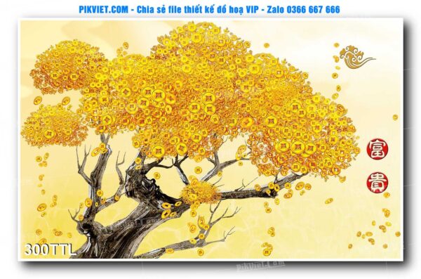 File PSD vector tranh tài lộc mẫu số 300TTL