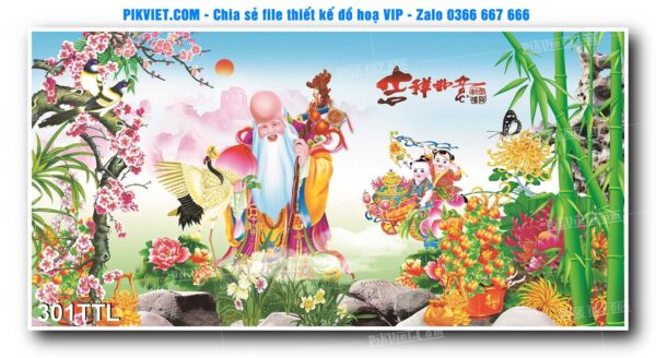 File PSD vector tranh tài lộc mẫu số 301TTL