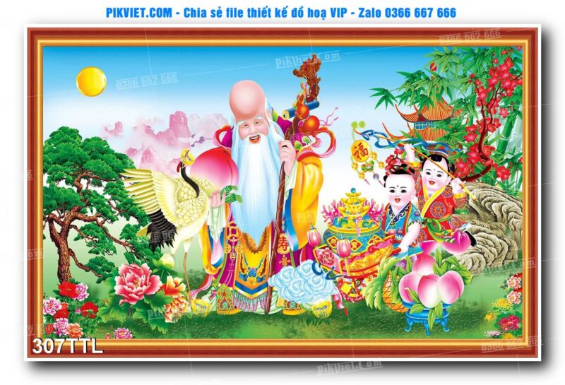 File PSD vector tranh tài lộc mẫu số 307TTL