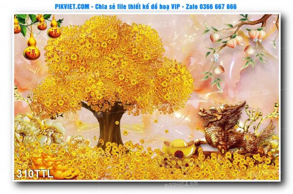 File PSD vector tranh tài lộc mẫu số 310TTL