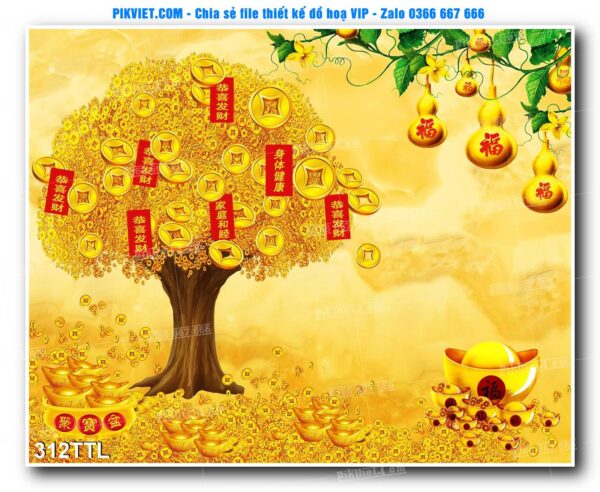 File PSD vector tranh tài lộc mẫu số 312TTL