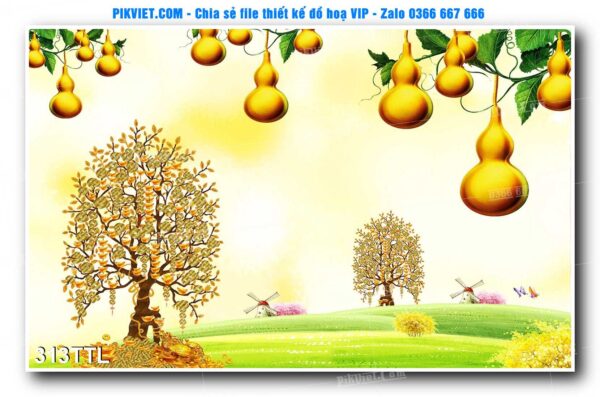 File PSD vector tranh tài lộc mẫu số 313TTL
