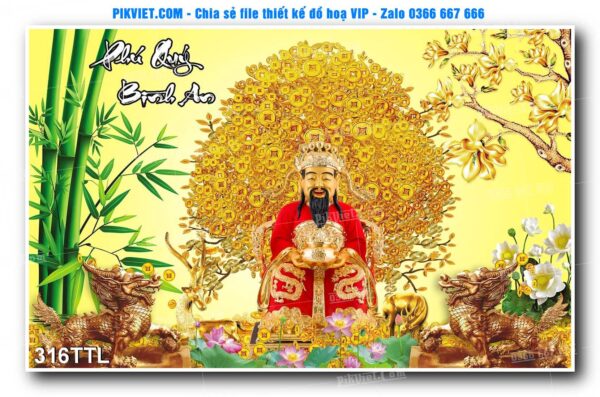 File PSD vector tranh tài lộc mẫu số 316TTL