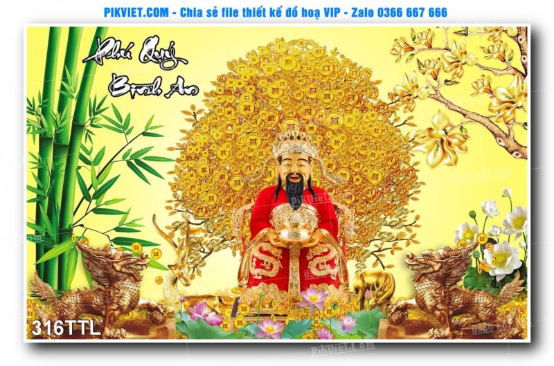 File PSD vector tranh tài lộc mẫu số 316TTL
