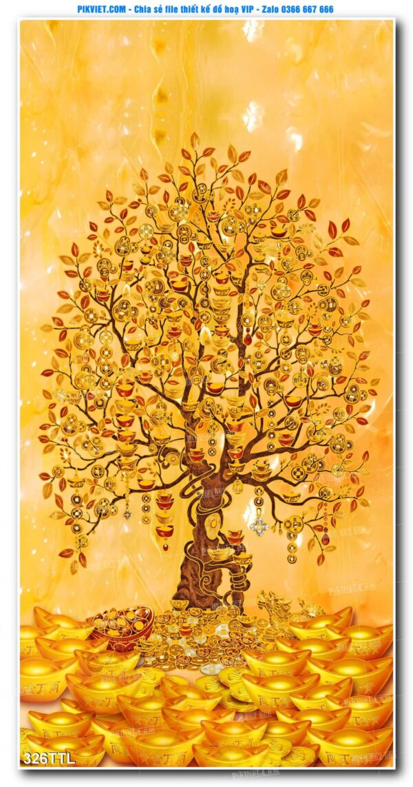 File PSD vector tranh tài lộc mẫu số 326TTL