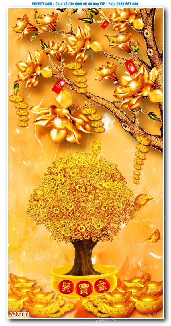 File PSD vector tranh tài lộc mẫu số 327TTL