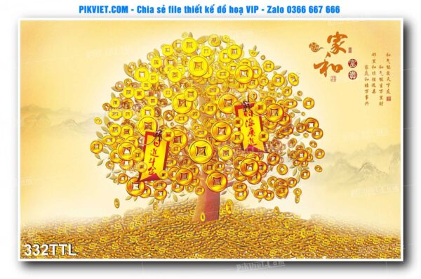 File PSD vector tranh tài lộc mẫu số 332TTL