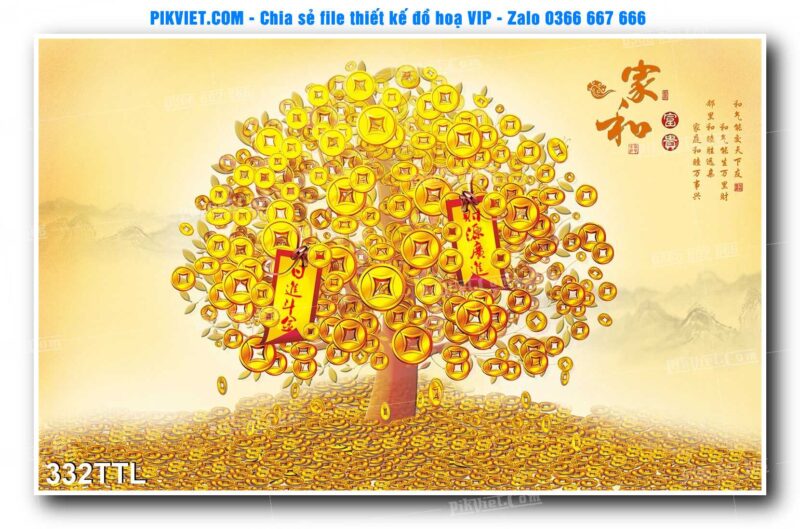 File PSD vector tranh tài lộc mẫu số 332TTL