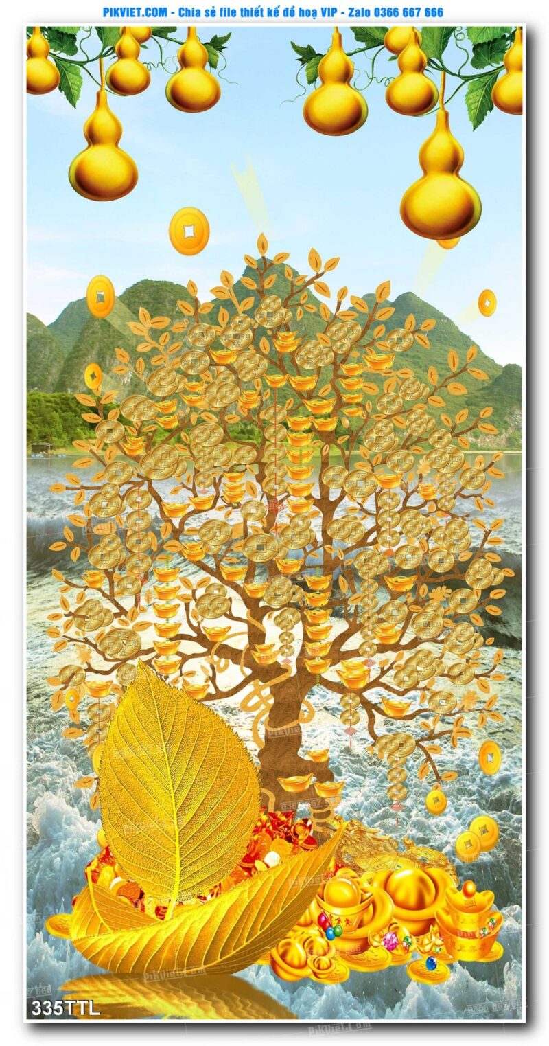 File PSD vector tranh tài lộc mẫu số 335TTL