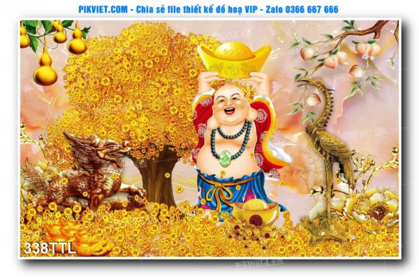 File PSD vector tranh tài lộc mẫu số 338TTL