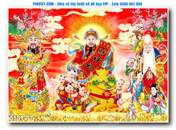 File PSD vector tranh tài lộc mẫu số 358TTL