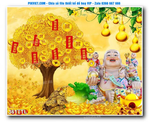 File PSD vector tranh tài lộc mẫu số 361TTL