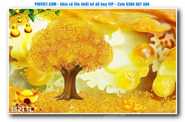 File PSD vector tranh tài lộc mẫu số 362TTL