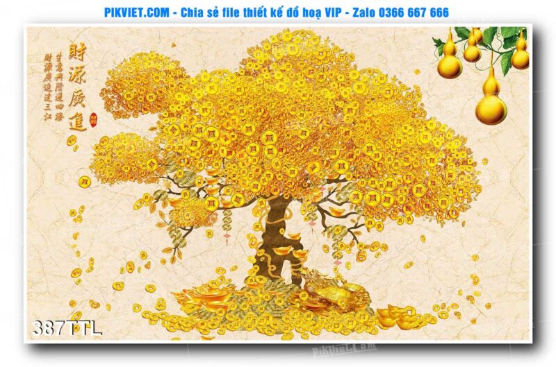 File PSD vector tranh tài lộc mẫu số 387TTL