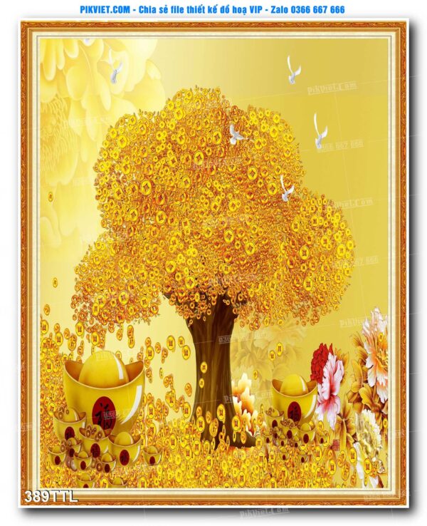 File PSD vector tranh tài lộc mẫu số 389TTL