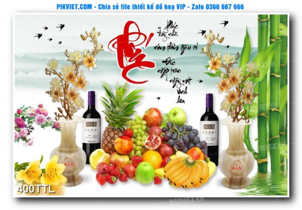 File PSD vector tranh tài lộc mẫu số 400TTL