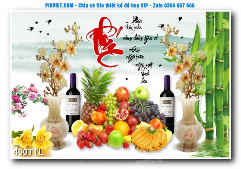 File PSD vector tranh tài lộc mẫu số 400TTL