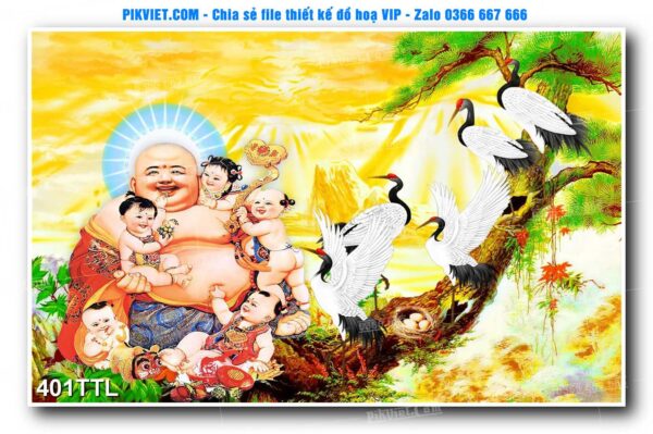 File PSD vector tranh tài lộc mẫu số 401TTL