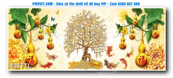 File PSD vector tranh tài lộc mẫu số 438TTL